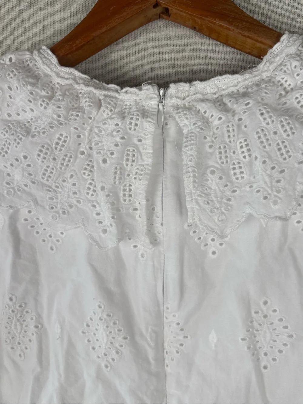 White Eyelet 100% Cotton Eyelet Lace Dress Girls Size 10 Heirloom Garden Party